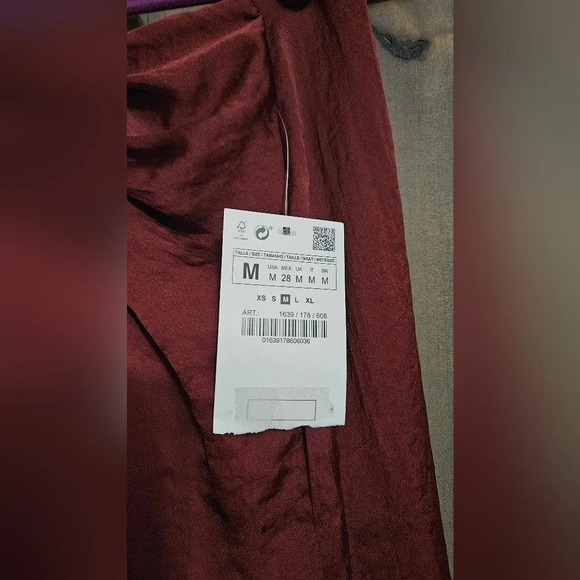 ZARA Cognac ruched front layered midi skirt with side slit In Bronze. Size M NWT - Picture 6 of 10